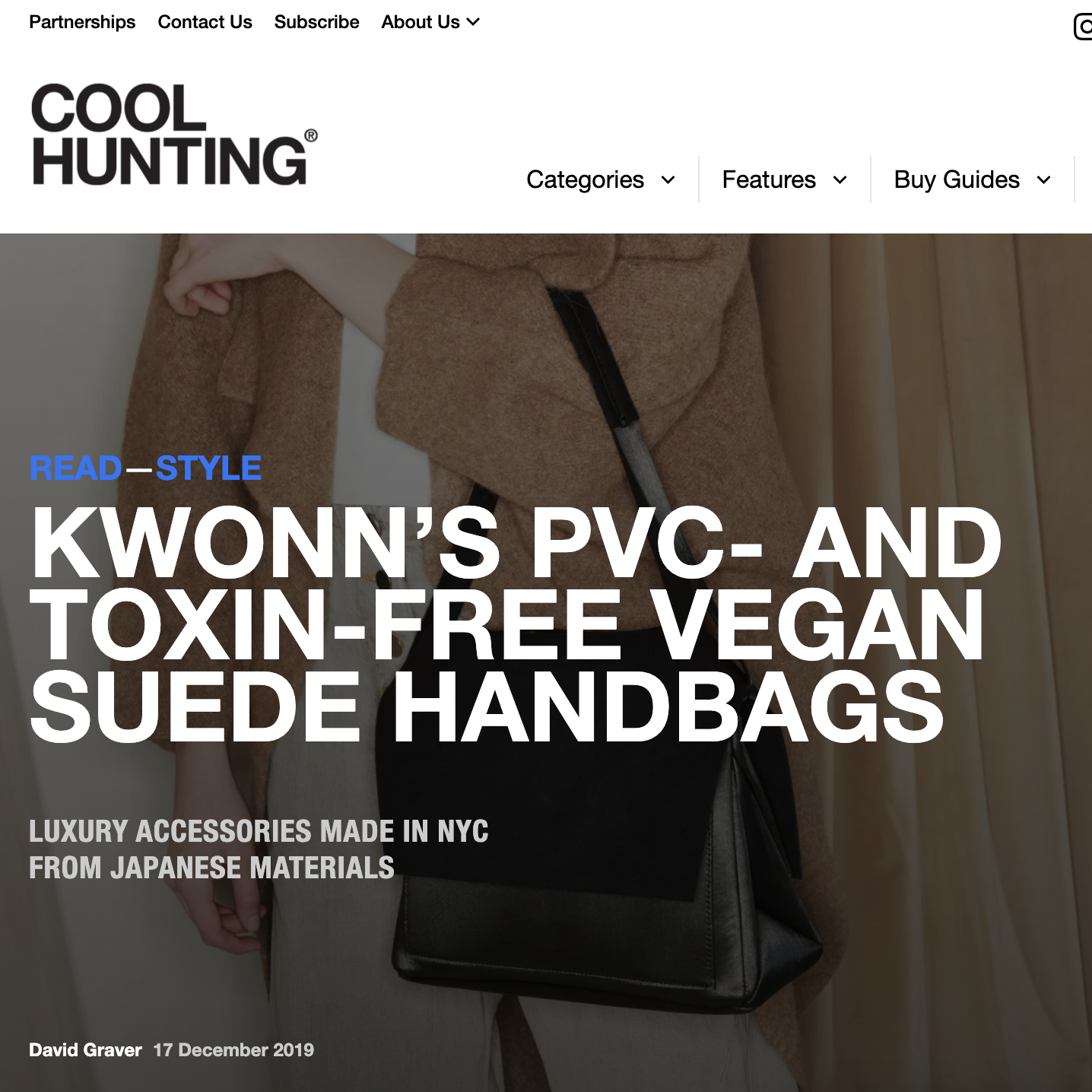 COOL HUNTING | KWONN'S PVC- AND TOXIN-FREE VEGAN SUEDE HANDBAGS: LUXURY ACCESSORIES MADE IN NYC FROM JAPANESE MATERIALS